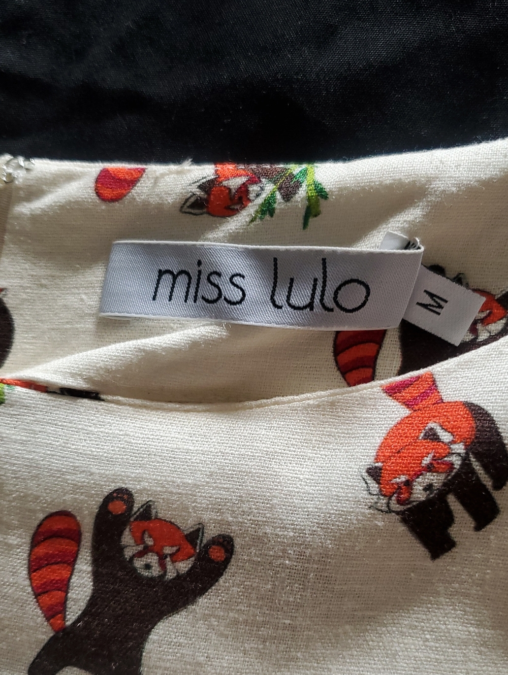 Cream Sleeveless Miss Lulo Dress with Red Panda Print - Picture 3 of 4